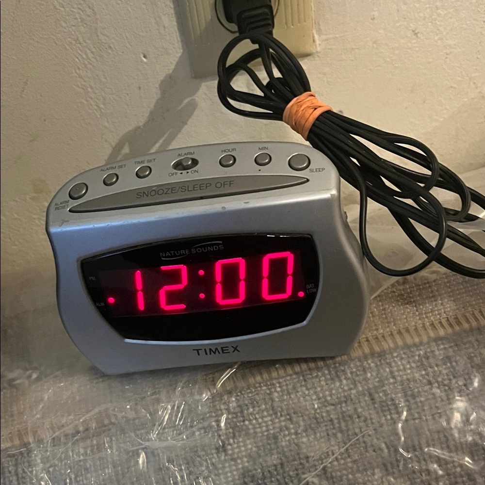 Timex Silver Digital Clock with Red Display